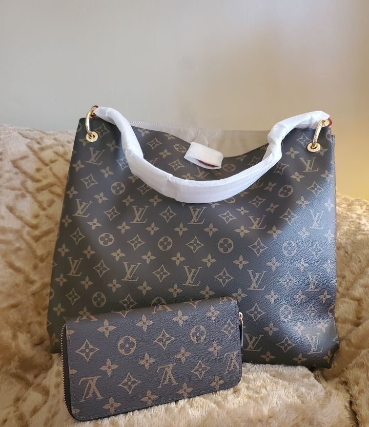 LV mono tote w/ wristlet